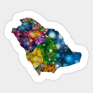 Spirograph Patterned Saudi Arabia Provinces Map Sticker